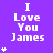 Purple background with white text "I Love You James" and varying numbers of white asterisks in a