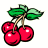 A pixelated cherry cluster icon with green leaves on a white background, paired with a dark green text logo reading "Original Icons .com" in bright green stylized font.