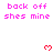 Pixelated pink text and red hearts on white background with gray rectangle at bottom right, animated heart positions shift across frames.