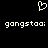 Pixelated white heart symbol above two identical text strings on black background.