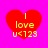 Four red heart-shaped icons with yellow text "I love u<129" on a bright pink background, each with distinct pixelation levels.