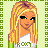 Pixel art of a blonde female character in green and white clothing with 'ROXY' text on her shirt, displayed across multiple views including full-body, torso, and head.