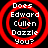 Four identical circular red target icons with white text reading Does Edward Cullen Dazzle You? on black background.