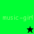 Green and black pixelated icon with 'music-girl' text and a star symbol that changes from black to green.