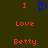 A static pixel art image with orange text and a blue heart symbol on a dark green background.