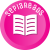 A circular pink icon with a white open book at center, surrounded by pixelated text reading '2018 SEPTEMBER' in a curved arc above the book.