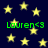 Dark blue background with scattered yellow stars; green text 'Lauren<3' repeated four times in pixelated font.