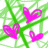 Animated contact sheet showing two frames of a heart-themed buddy icon with green line art and pink/purple hearts on white background.