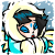 Animated contact sheet of a pixel art character with blue eyes and dark hair wearing a white hooded outfit, showing sequential frames where the text below changes from 'Brr' to 'Brrr...' while maintaining consistent pose and background.