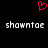 Red pixelated heart symbol above two identical white pixelated text strings on black background.