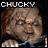 Pixelated Chucky character images with 'CHUCKY' text above each, showing different expressions and color variations in a