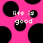 Pixelated pink background with black circles and white text reading 'life is good' in two identical sections.