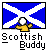 Pixelated icon features a yellow figure with raised arms against blue-and-white saltire background, below 'Scottish Buddy' text.