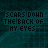 A static digital image with repeated text and animated elements on a dark teal background.
