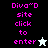 Pixelated text "Diva" with tilde and quotation mark, "site click to enter", and two star-shaped cursor icons on black and white backgrounds.