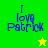 Four quadrant displays blue text "I love Patrick" with a star symbol changing from yellow to green between