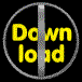 Yellow 'Down load' text inside silver circular rings on black background, with varying ring configurations across observations.
