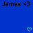 Blue background with repeated 'James <3' text and blue heart/pulse icons above each line.
