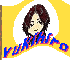 Yellow flag-shaped background with white circular border, blue text "YUKIKIRO" below, brown-haired figure with changing facial expressions across frames.