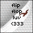 Static pixel art icon with gray and white background, black text reading 'flip flop luv <333', brown airplane graphic on right.