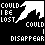A 5x5 contact sheet of animated frames showing a white stick figure with red accents and text changes against a black background, depicting the phrase "COULD I BE LOST" transitioning to "COULD I DISAPPEAR".