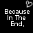 Black background with white pixelated text and three heart symbols in gray, arranged across the frame.