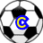 Six soccer balls arranged in two , each with yellow text on blue outlines displaying sequential letters forming 'COLE' and partial variations