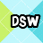 Pixelated text "DSW" and partial "music group" on a light blue background with green diamond shapes.