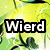 Four pixelated display text fragments over distinct backgrounds: yellow-green floral, blue swirls, green abstract, and black with red/orange shapes