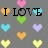 Pixelated heart-shaped icons in multiple colors surround text reading "I LOVE" and ":AIoJr" on a gray background.