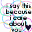 Pixelated text reads "i say this because i care about you" on left and "GET SOME HELP" on right, surrounded by overlapping pastel-colored circles on white background.