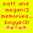 Red pixel text on yellow background reads 'kott and megan<3 memories... boyys<3!' with pink star symbols below, showing animation change in one symbol's color.