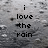 Pixelated text on a gray textured background displays 'i love the rain' and 'i love danny', then combines into 'rain + danny = <3'.