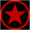 Red star inside red circle on black background, with pixelated red text 'HAWK NELSON' to the right.