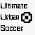 Animated contact sheet of pixelated soccer-themed icons with repeating text and geometric shapes in black-and-white color scheme.