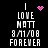 Pixelated text reads 'I LOVE MATT 3/1/08 FOREVER' with pink heart and starburst animations on black background.