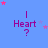 Blue background with purple text "I Heart ?" and pink/purple stars in various positions