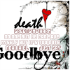 A static image with repeated text and symbols on a textured background, featuring red hearts and scattered red X marks.