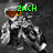 Pixelated character in silver armor with orange visor, standing against dark background, green text above head changes from ZACH to BRAZELL.