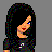 Pixel art buddy icon featuring a female character with long black hair and striped socks standing next to a partial male figure on a platform with text "I hate u".