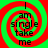 Four identical spiral patterns with red and green concentric rings, each containing the text 'I am single take me' in black pixelated font.