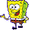 Pixelated yellow cartoon character with greenish-yellow hair, white shirt, red tie, brown shorts, and black shoes in two walking poses against gray background.