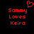 Red pixelated text and heart symbol on black background, two identical side-by-side layouts with 'Sammy Loves Keira' below a red heart.