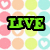 Pixelated buddy icon with green 'LIVE', blue 'LAUGH', and pink 'LOVE' text over colorful circles and hearts.