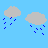 Pixelated animation of gray clouds raining blue dots on a light blue background, with yellow text reading 'ku ai my sunshine' in multiple instances.