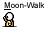 Pixelated character in yellow outfit performs moonwalk animation with sequential arm and leg movements