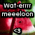 A watermelon slice with a black text overlay reading "Wat-errr meeloop" and a small '<3' symbol, displayed in two identical side-by-side