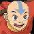 Pixelated cartoon character face with blue arrow tattoo, red background, and yellow chin strap visible in 50x50 static icon.