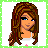 Pixel art contact sheet with four quadrants showing a cartoon character and text elements on green backgrounds.