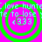A static digital image with bright pink background and green concentric circles containing repeated text elements.